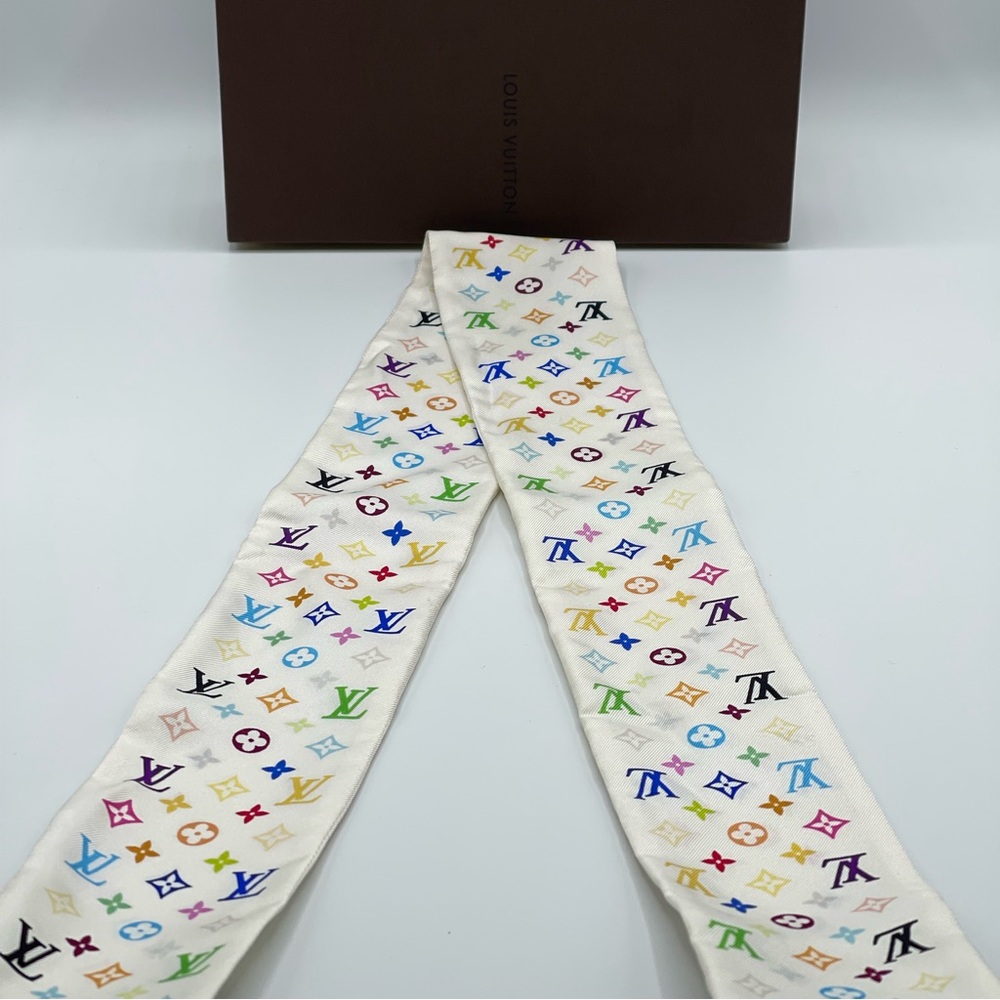 Louis Vuitton x Takashi Murakami Multicolor Y2K Bandeau Neckerchief Scarf Wrap - Picture 2 of 13